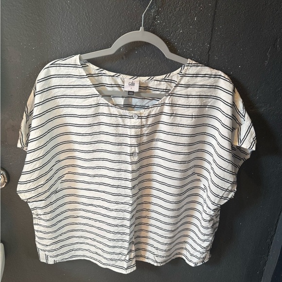 CAbi Black and White Striped Blouse - Picture 1 of 4
